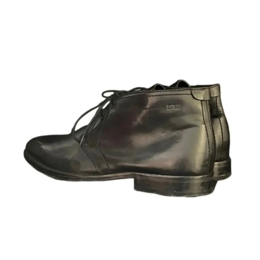 HUGO BOSS Chukka Black Leather Lace Up Desert Boots Men's US 8.5